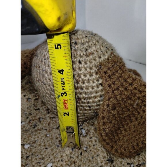 Puppy Lovey Handmade Crochet Tan and Brown  Puppy Security Blanket  15" Wide - Picture 10 of 10